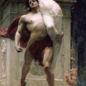 Solomon Joseph Solomon: Aiace e Cassandra (1886) Stampa artistica su tela, incorniciata o avvolta in una galleria, rimasterizzata digitalmente (D6030)