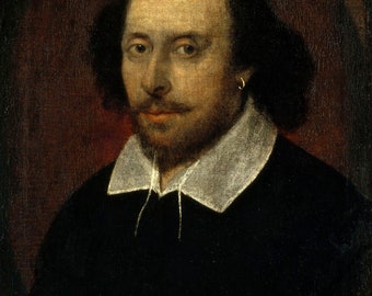 John Taylor : Chandos Portrait  Shakespeare (1610) Canvas Gallery Wrapped or Framed Giclee Wall Art Print (D6045)
