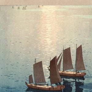 Yoshida Hiroshi: Mar Cintilante (1926) Impressão artística em tela, com moldura ou acabamento de galeria, remasterizada digitalmente (D6040)