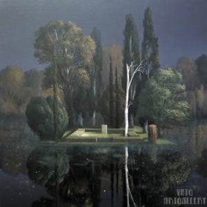 Arnold Bocklin : Pierre tombale (1880) Impression d'art mural sur toile tendue ou encadrée Remasterisée numériquement (D50)