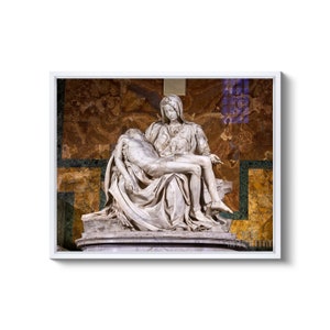 Michelangelo : Pieta 1499 Canvas Gallery Wrapped or Framed Giclee Wall Art Print D5060 White Floating Frame Canvas