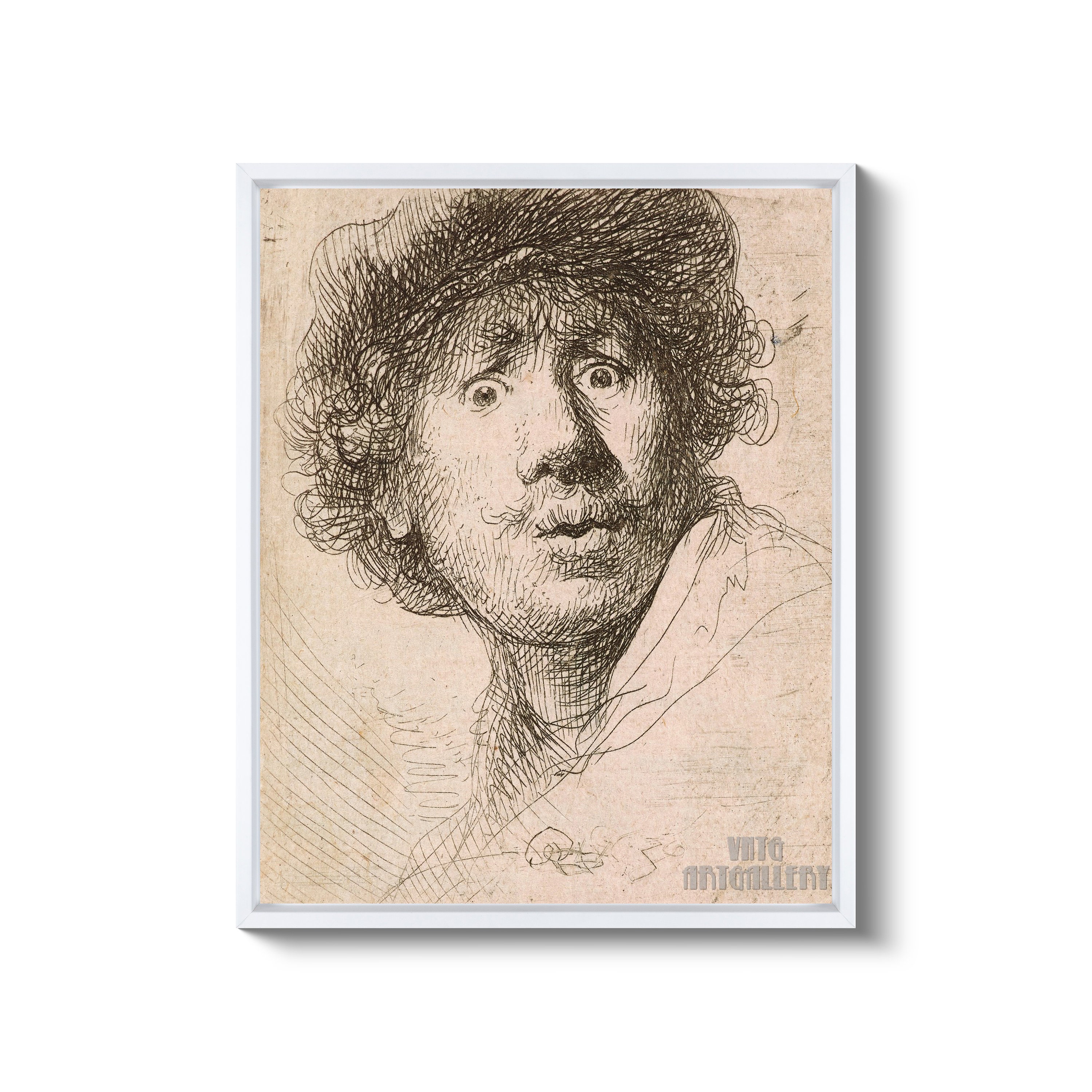 Rembrandt Self-portrait etching 1630 Canvas Gallery Wrapped or Framed  Giclee Wall Art Print D6050 -  Canada