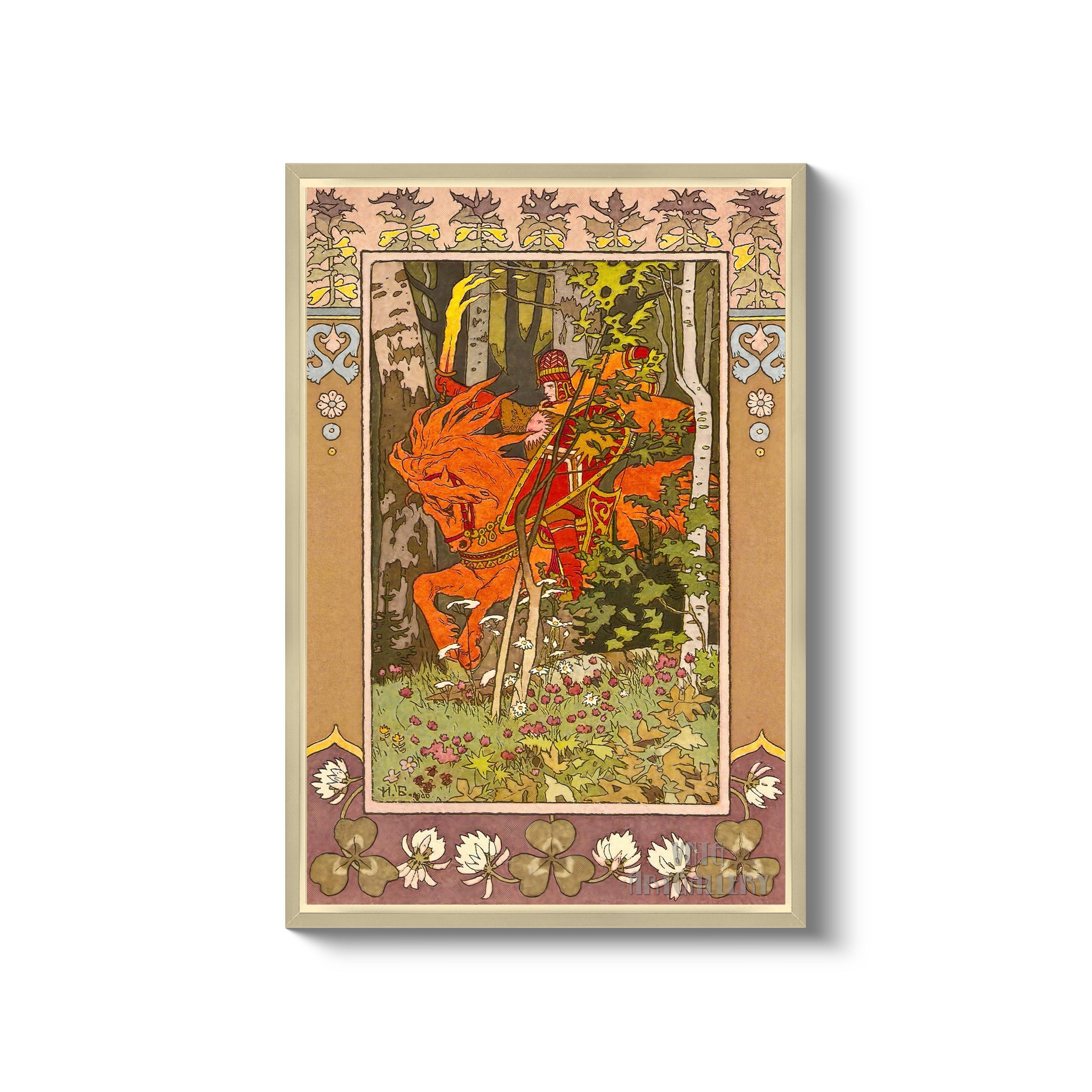 【THE MUSEUM VISITOR】 PAINTING ART PRINTED DUST BAG 01 RED Ivan Bilibin : Red Rider Illustration for the Fairy Tale