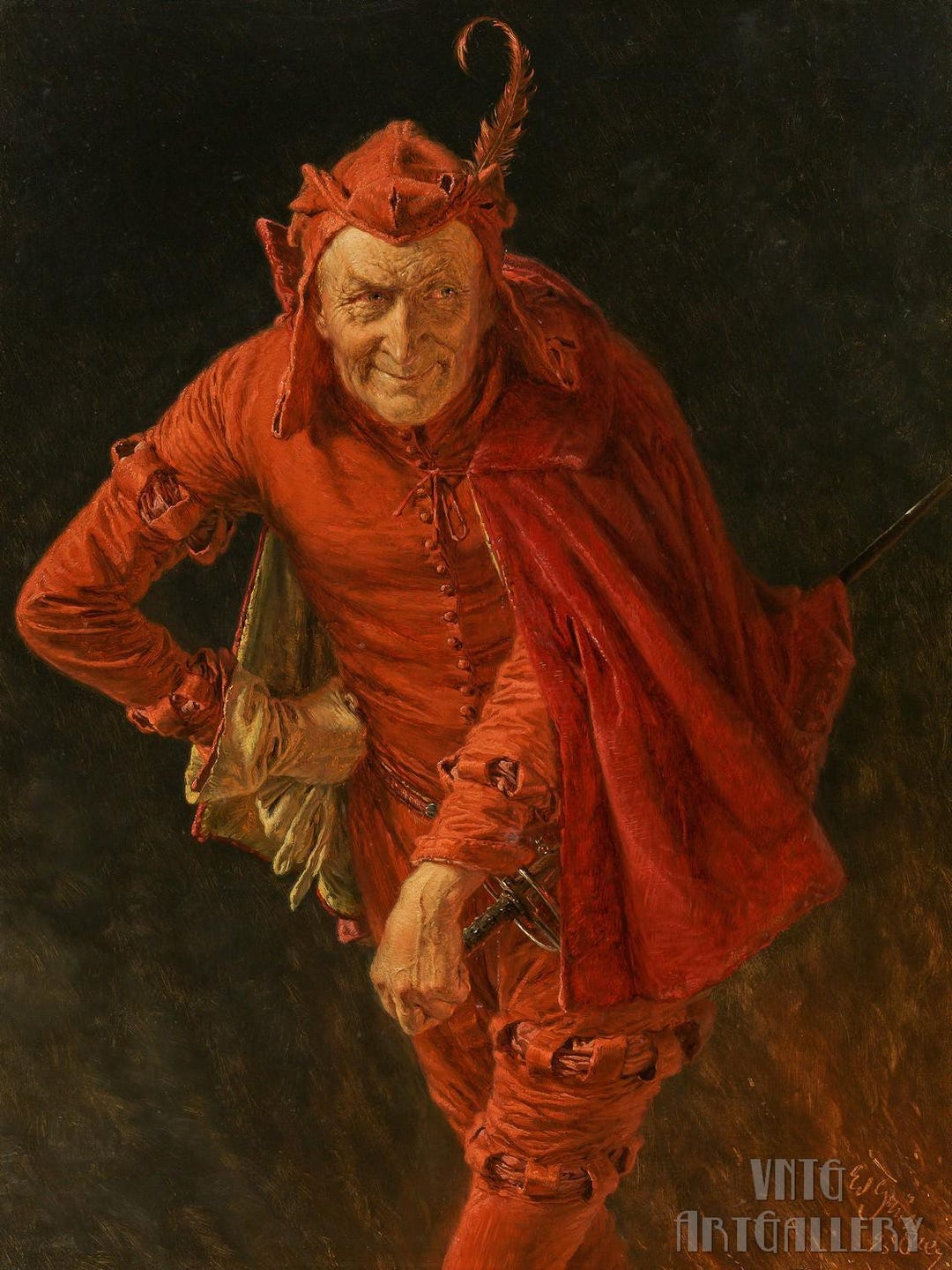 Eduard Von Grützner : Mephisto (1895) Canvas Gallery Wrapped Giclee ...