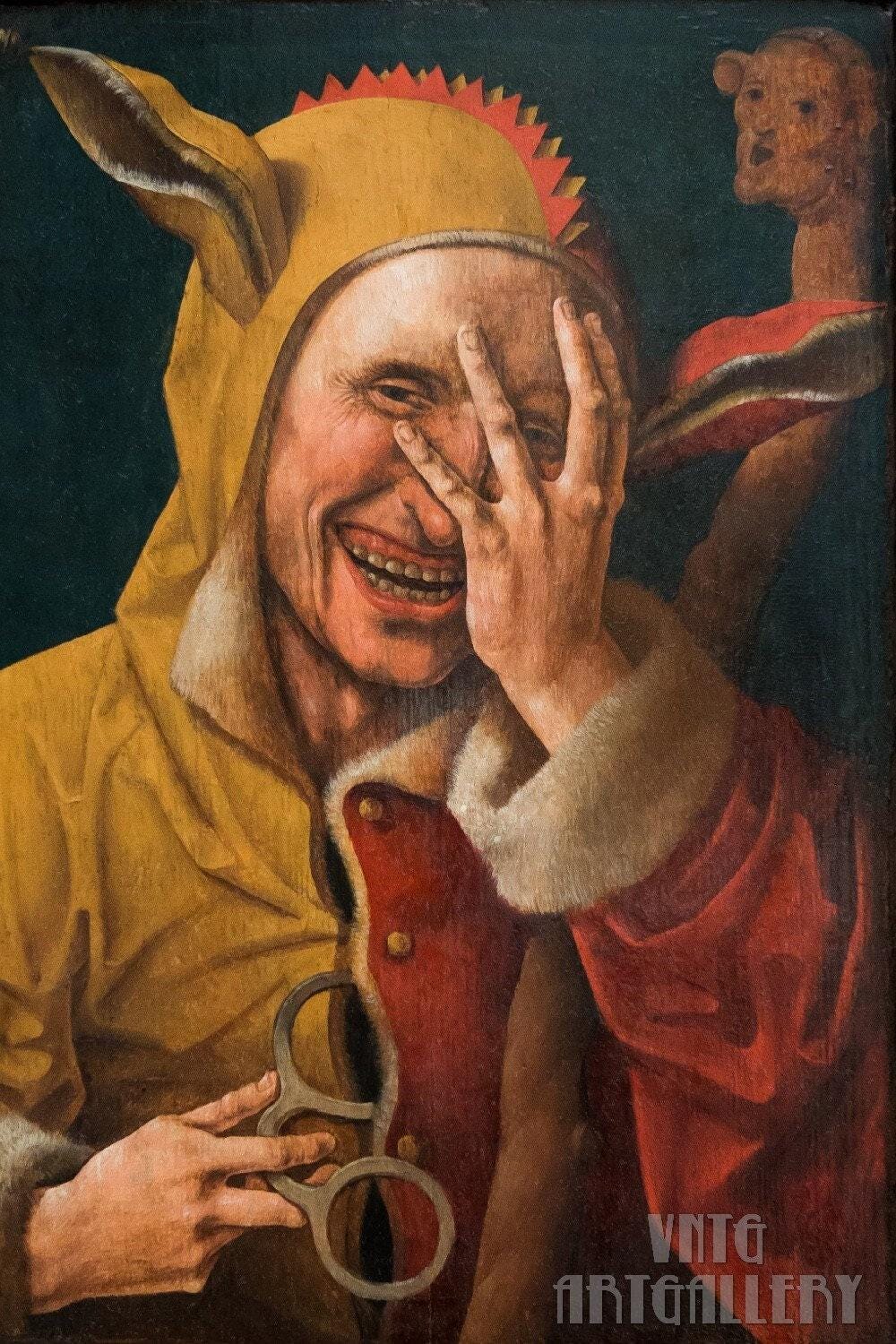 Jacob Cornelisz Van Oostsanen : Laughing Fool (c1500) Canvas