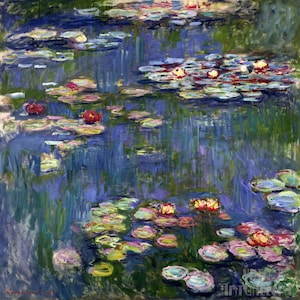 Claude Monet : Water Lilies (1916) Canvas Gallery Wrapped or Framed Giclee Wall Art Print Digitally Remastered (D50)