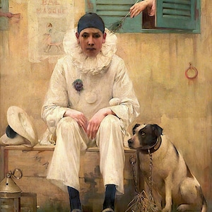 Ethel Wright: Bonjour Pierrot (1893) Stampa artistica su tela, incorniciata o avvolta in una galleria, giclée, rimasterizzata digitalmente (D6040)