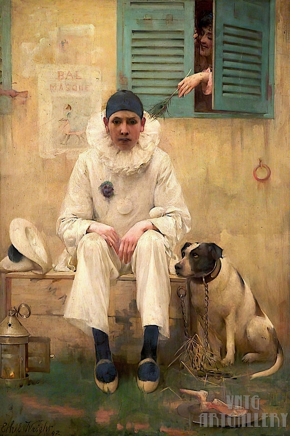 エセル・ライト：ボンジュール・ピエロ（1893年）キャンバス