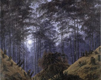 Caspar David Friedrich: Forest Interior By Moonlight (1823-30) Canvas Gallery Wrapped Giclee Wall Art Print Digitally Remastered (D6040)