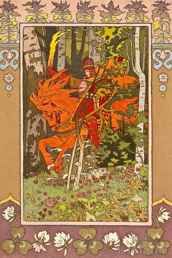 Ivan Bilibin : Red Rider Illustration for the Fairy Tale