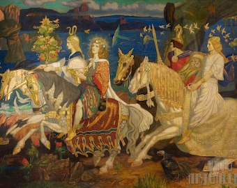 John Duncan : Riders of Sidhe (1911) Canvas Gallery Wrapped or Framed Giclee Wall Art Print (D4060)