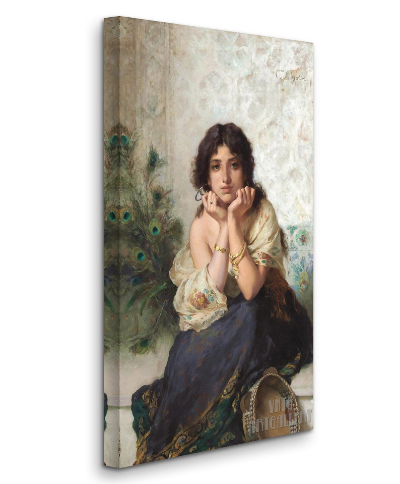 Gaetano De Martini the Tambourine Girl 1899 Canvas Gallery Etsy