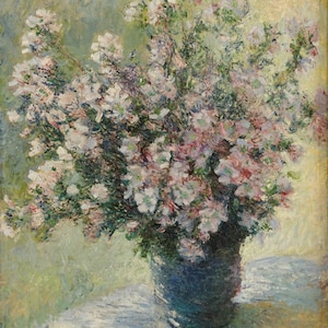 Claude Monet: Vaso di fiori (1881) Stampa artistica su tela incorniciata o avvolta in una galleria d'arte Giclée, rimasterizzata digitalmente (D6045)