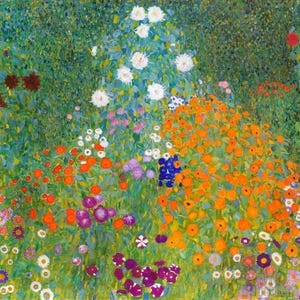 Gustav Klimt: Bauerngarten (1907) Stampa artistica su tela incorniciata o avvolta in una galleria, rimasterizzata digitalmente (D50)