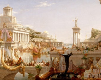 Thomas Cole : La consommation consommée Le cours de l'empire (1836) Impression giclée d'art mural sur toile tendue ou encadrée (D4060)