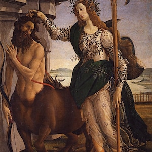 Sandro Botticelli : Pallas und der Zentaur (1482) Leinwand Gallery Wrapped Giclee Wand Kunst Druck Digital Remastered (D6040)
