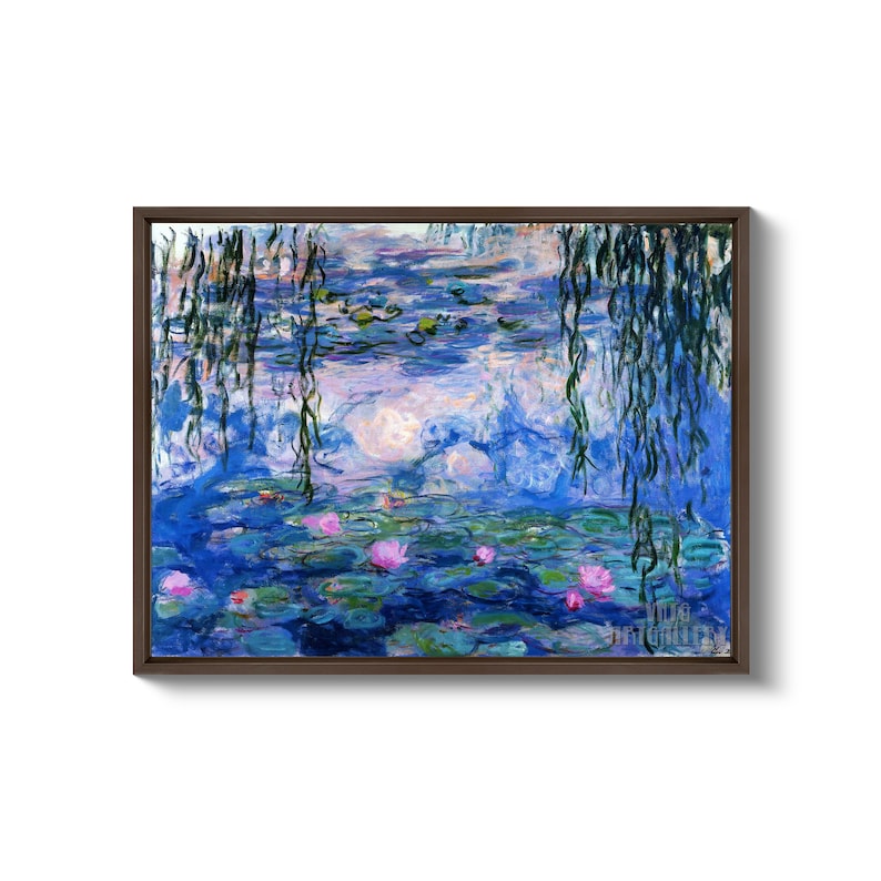 Claude Monet : Water Lilies Nympheas 1919 Canvas Gallery Wrapped or Framed Giclee Wall Art Print D5060 Brown Floating Frame Canvas
