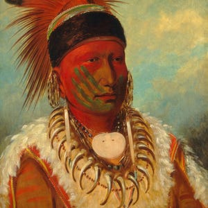 George Catlin : The White Cloud Head Chief of the Iowas (1844-45) Canvas Gallery Wrapped or Framed Giclee Wall Art Print (D6045)