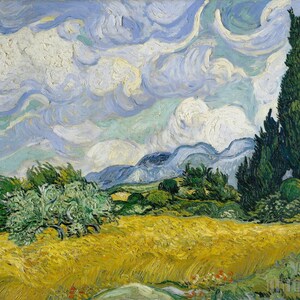 Vincent van Gogh: Campo de trigo con cipreses (1889). Impresión giclée sobre lienzo, enmarcada o envuelta digitalmente (D4560).