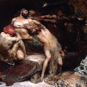 Solomon Joseph Solomon: Sansone (1887) Stampa artistica da parete giclée incorniciata o avvolta in una galleria, rimasterizzata digitalmente (D4060)