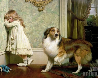 Young Girl With Her Dog/キース カーター/ポスター little-girl-holding-large-dog-