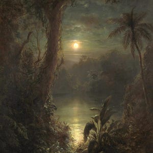 Frederic Edwin Church: Twilight in the Tropics (Ein tropisches Mondlicht) (1874) Leinwand Galerie gerahmt Giclee Wall Art Print (D6050)