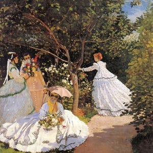 Claude Monet : Women in Garden (1866) Canvas Gallery Wrapped or Framed Giclee Wall Art Print Digitally Remastered (D6050)