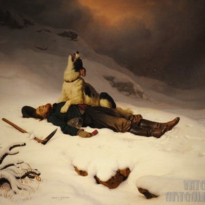 Charles Christian Nahl: Il minatore morto (1867) Stampa artistica su tela incorniciata o avvolta in una galleria d'arte Giclée, rimasterizzata digitalmente (D5060)