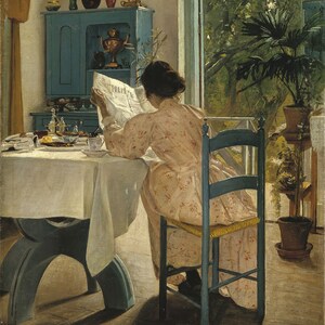 Laurits Andersen : Ring At Breakfast (1898) Canvas Gallery Wrapped or Framed Giclee Wall Art Print (D6050)