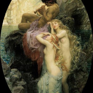 Herbert James Draper : Sea Melodies (1904) Canvas Gallery Wrapped Giclee Wall Art Print Digitally Remastered (D6040)