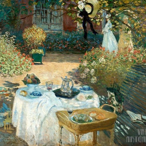 Claude Monet : The Luncheon (1873) Canvas Gallery Wrapped or Framed Giclee Wall Art Print Digitally Remastered (D5060)