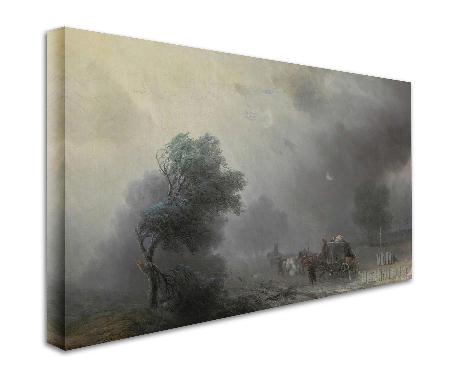 Ivan Aivazovsky : Carriage in a Storm (1887) Canvas Gallery Wrapped or ...