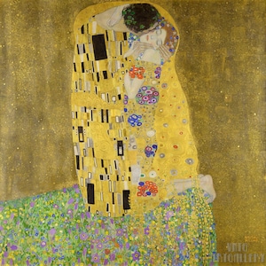 Gustav Klimt: Der Kuss (1907-1908) Quadrat Leinwand Galerie Gerahmt Giclee Wand Kunst Druck Digital Remastered (D50)