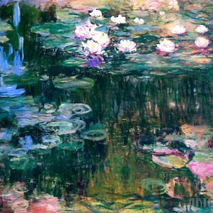 Claude Monet : Water Lilies (1917) Canvas Gallery Wrapped or Framed Giclee Wall Art Print Digitally Remastered (D4560)