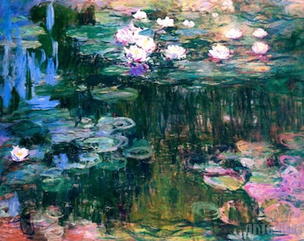 Claude Monet : Water Lilies (1917) Canvas Gallery Wrapped or Framed Giclee Wall Art Print Digitally Remastered (D4560)