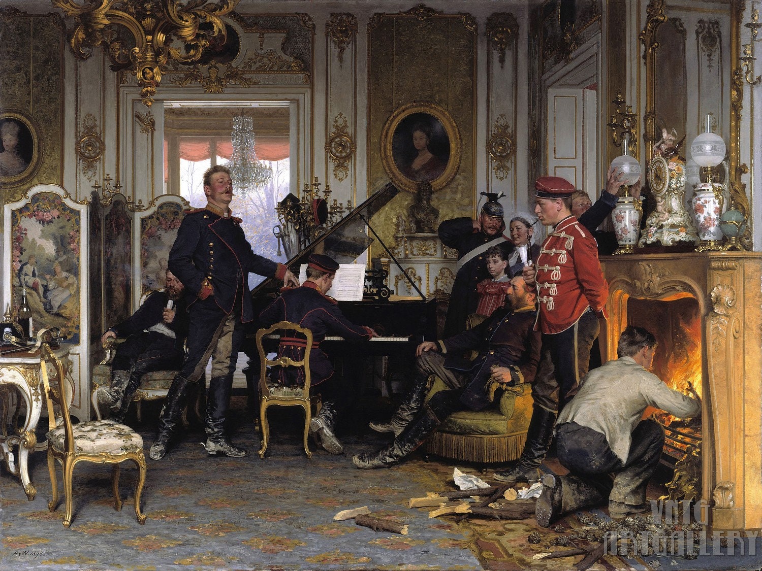 Anton Von Werner : in the Troops' Quarters Outside Paris (1894