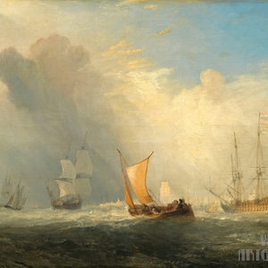 Joseph Mallord William Turner : Rotterdam Ferry-Boat (1833) Canvas Gallery Wrapped or Framed Giclee Wall Art Print (D4560)