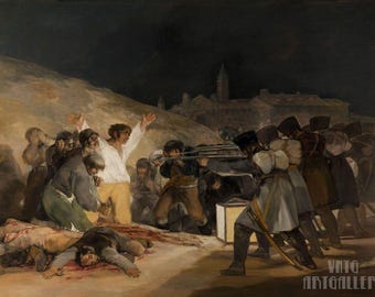 Francisco Goya: El Tres de Mayo uit 1808 en Madrid (1814) galerie op canvas verpakt of ingelijst (D4560)
