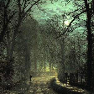 John Atkinson Grimshaw: A Yorkshire Lane in November (1873) Galleria su tela Stampa artistica su parete avvolta o incorniciata (D6045)