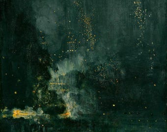 ジェームズ・マクニール・ホイッスラー：黒と金の夜想曲 - 落下するロケット（1875年）キャンバスギャラリーラップジクレー壁掛けアートプリント（D6045）