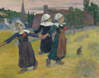 Paul Gauguin : Breton Girls Dancing  Pont-Aven (1888) Canvas Gallery Wrapped or Framed Giclee Wall Art Print (D4560)