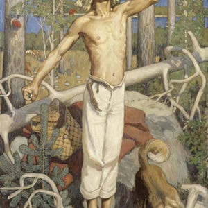 Akseli Gallen-Kallela : Kullervo Cursing (1899) Canvas Gallery Wrapped or Framed Giclee Wall Art Print Digitally Remastered (D6035)