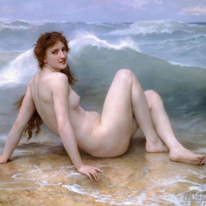 William-Adolphe Bouguereau: La Ola (1825-1905). Impresión giclée para pared, enmarcada o en lienzo, remasterizada digitalmente (D4560).