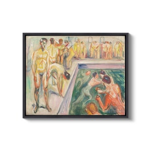 Edvard Munch : Naked Men in Swimming Pool (1923) Canvas Gallery Wrapped