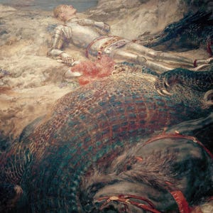 Briton Riviere : Saint George and the Dragon (1914) Gallery Wrapped or Framed Giclee Wall Art Print Digitally Remastered (D6050)