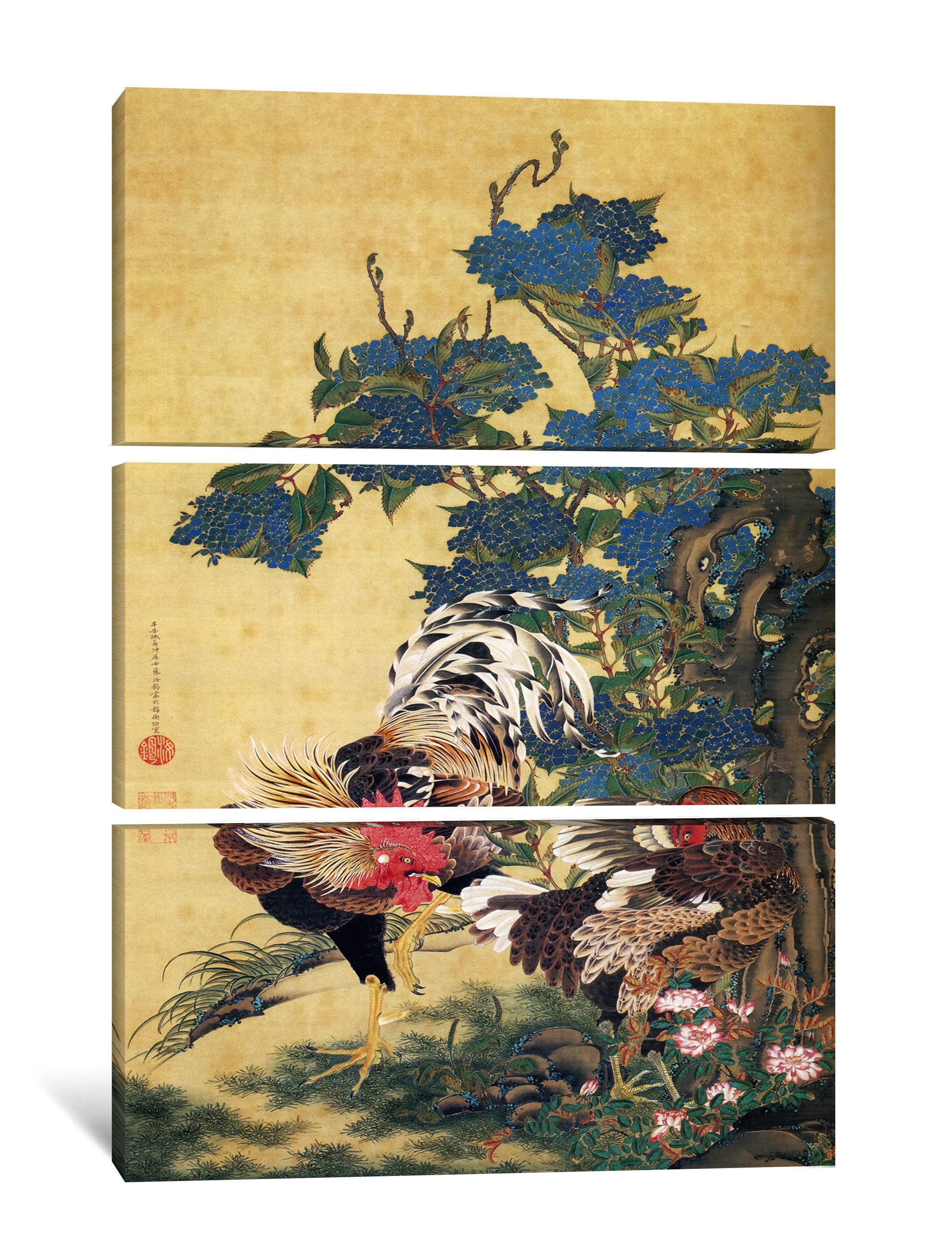 伊藤若冲 尾長鶏 絹本 掛軸 真作 箱入り 鶏 伊藤若冲 尾長鶏 絹本 掛軸 真作 箱入り 鶏