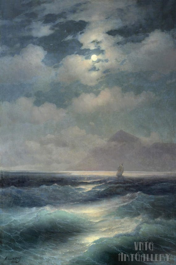イヴァン・アイヴァゾフスキー：月光に照らされた海の景色（1878年