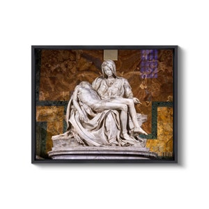Michelangelo : Pieta 1499 Canvas Gallery Wrapped or Framed Giclee Wall Art Print D5060 Black Floating Frame Canvas