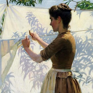 Charles Courtney Curran : Shadows (1887) Canvas Gallery Wrapped or Framed Giclee Wall Art Print Digitally Remastered (D3560)
