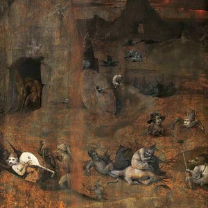 Hieronymus Bosch : The Overthrow of the Rebellious Angels Hell and the Flood (1515) Canvas Gallery Wrapped Giclee Wall Art Print (D6035)